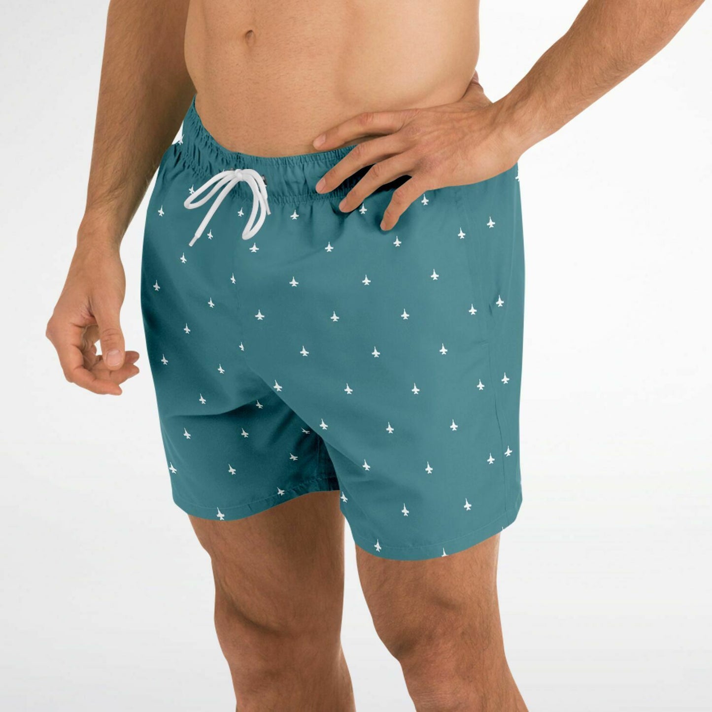 Emily Torrentez XL Growler NO pods. #52 and white stroked Swim Trunks Men - AOP