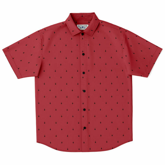 grim reapers B4323E red Short Sleeve Button Down Shirt - AOP