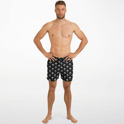 KC-135 (with boom) Black and #5 Swim Trunks Men - AOP