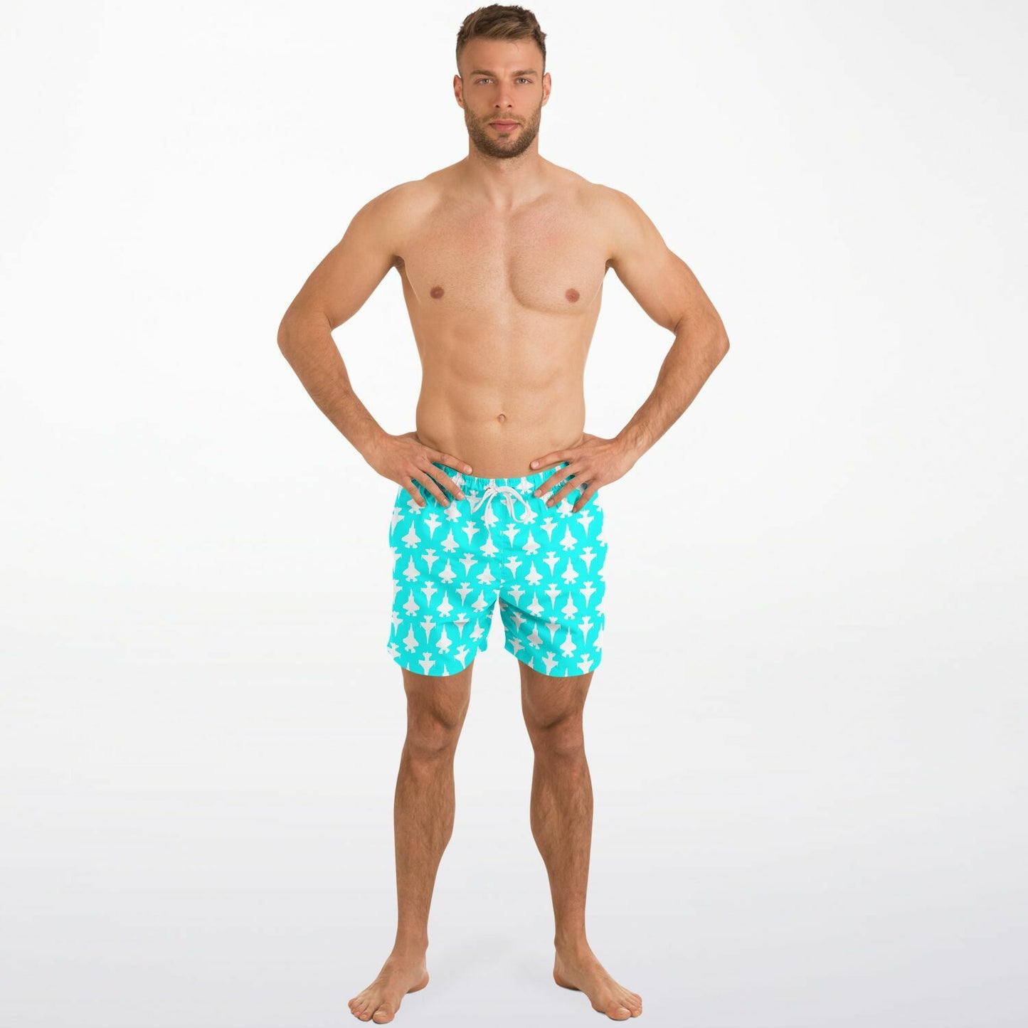 F-16 and F-35B #13 and white Swim Trunks Men - AOP