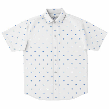 socata tb10 tobago #53 and white Short Sleeve Button Down Shirt - AOP