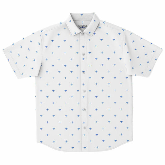 socata tb10 tobago #53 and white Short Sleeve Button Down Shirt - AOP