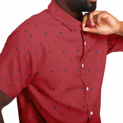 402 example no order Short Sleeve Button Down Shirt - AOP