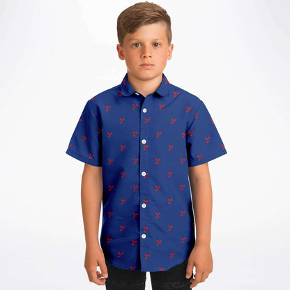 VFA-11 'The Red Rippers' Bolt and Balls Short Sleeve KidsYouth Button Down Shirt