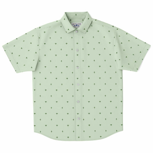 Cessna 402C and Airbus #21 and dark green Short Sleeve Button Down Shirt