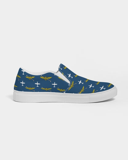T-6A white and navy blue TAILHOOK Men's Slip-On Canvas Shoe