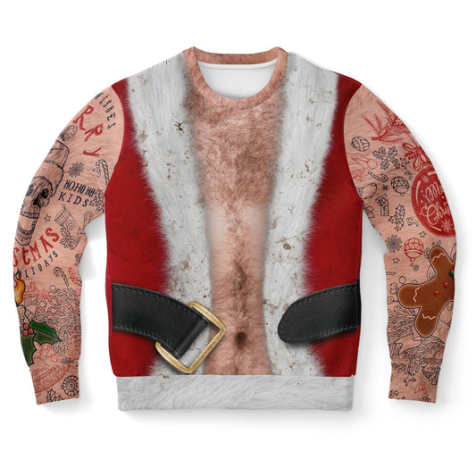 Sleeves Bad Santa - Caucasian Ugly Christmas Sweatshirt