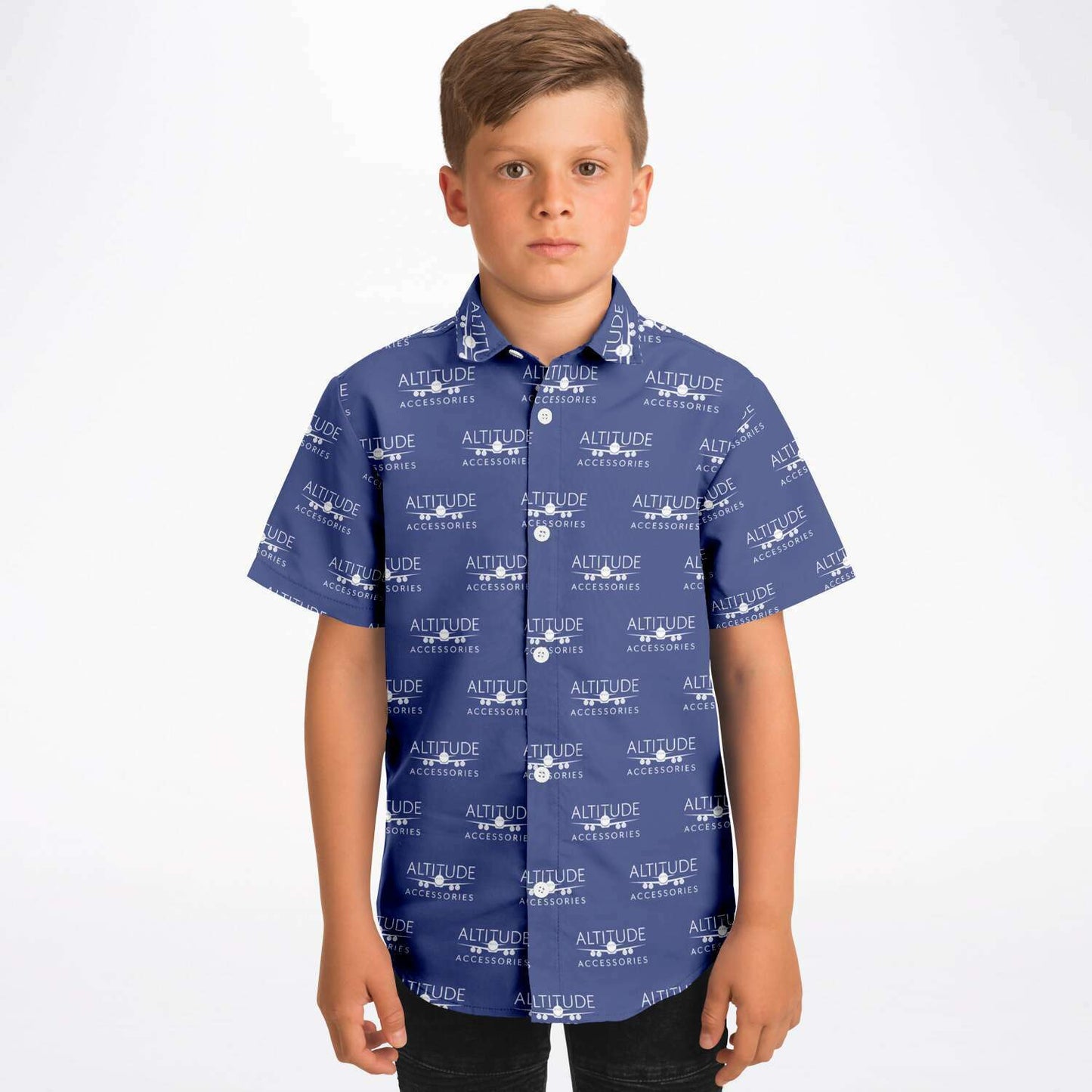 Kids/Youth Short Sleeve Button Down Shirt - AOP