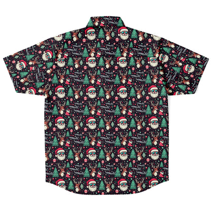 F-35 2023 Christmas Short Sleeve Button Down Shirt - AOP