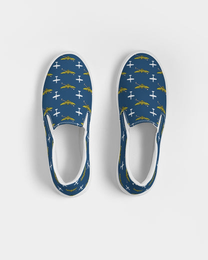 T-6A white and navy blue TAILHOOK Men's Slip-On Canvas Shoe