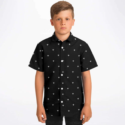 Melody Bagby small A-10 black and white kiids/Youth Short Sleeve Button Down Shirt