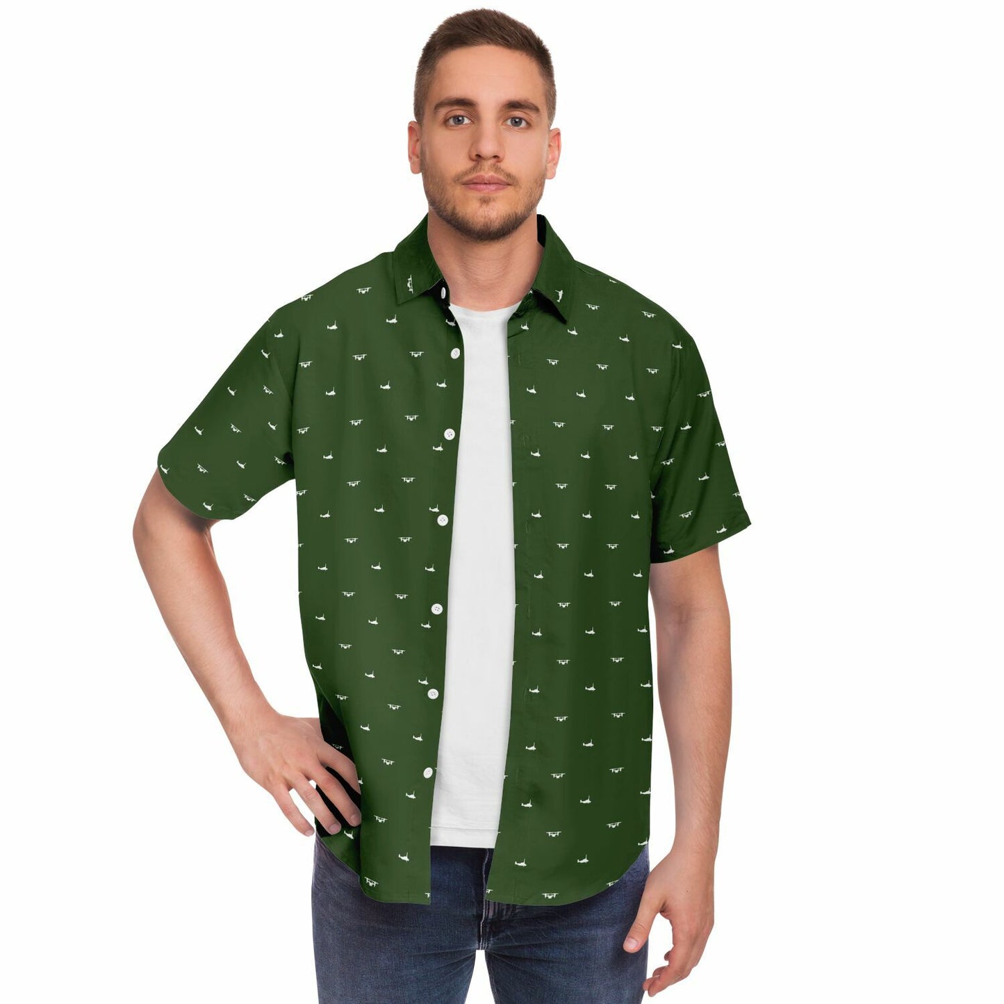 Justein Stefanski Large VMM265 ospreys green Short Sleeve Button Down Shirt -
