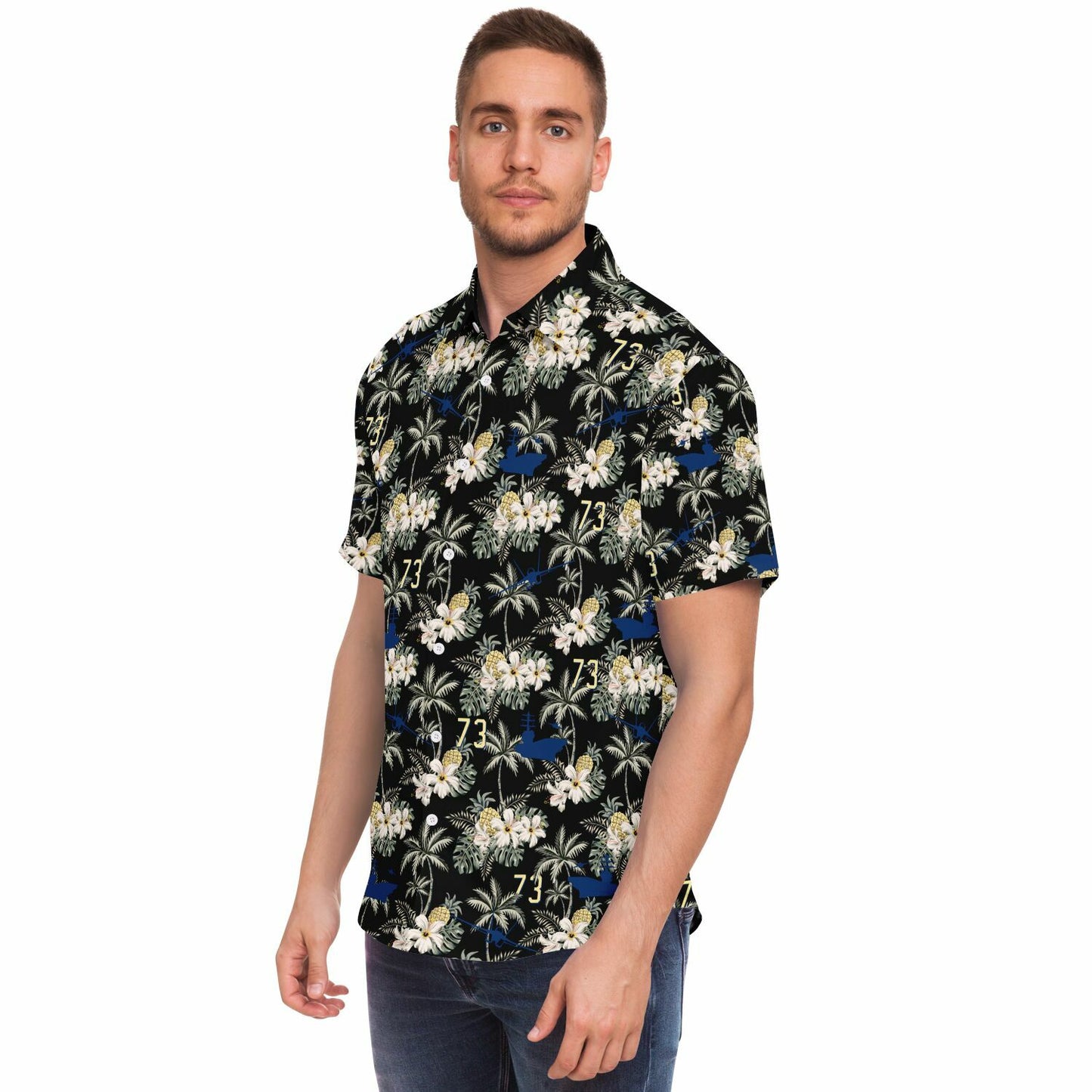 USS George Washington no order example Short Sleeve Button Down Shirt - AOP