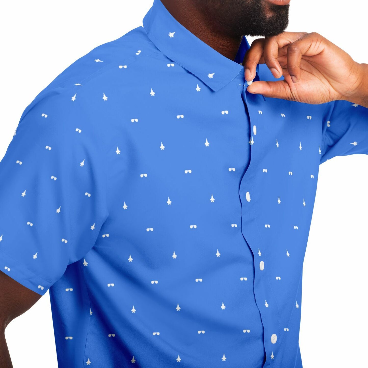 F-35B and glasses stroked. Short Sleeve Button Down Shirt - AOP