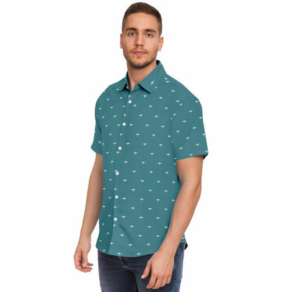 Kristin Lewis U-2 #52 and white Short Sleeve Button Down Shirt - AOP