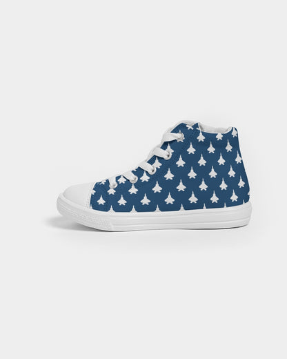 F-22 Navy Blue Kids Hightop Canvas Shoe