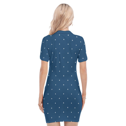 Preppy Women's Polo Collar Dress F-18 64 and white