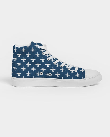 A-10 Navy Blue Women's Hightop Canvas Shoes