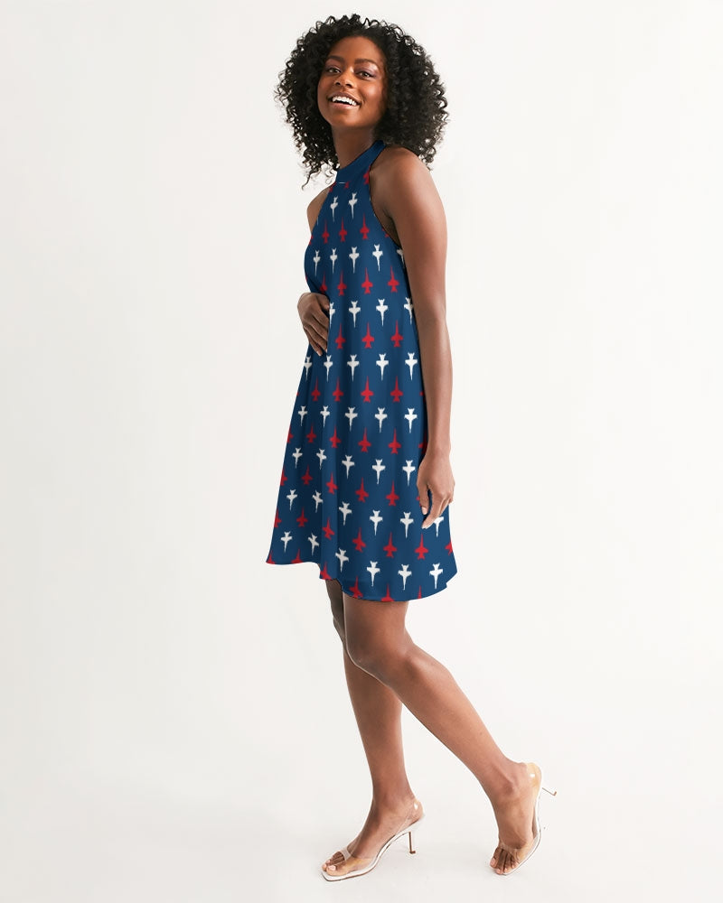 F-18C USA chiffon dress Women's Halter Dress