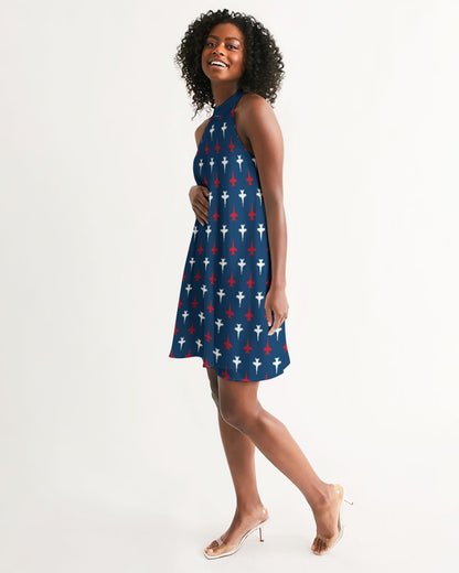F-18C USA chiffon dress Women's Halter Dress