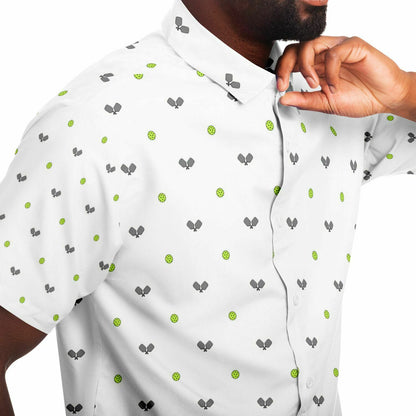 Pickleball test 1 Short Sleeve Button Down Shirt - AOP