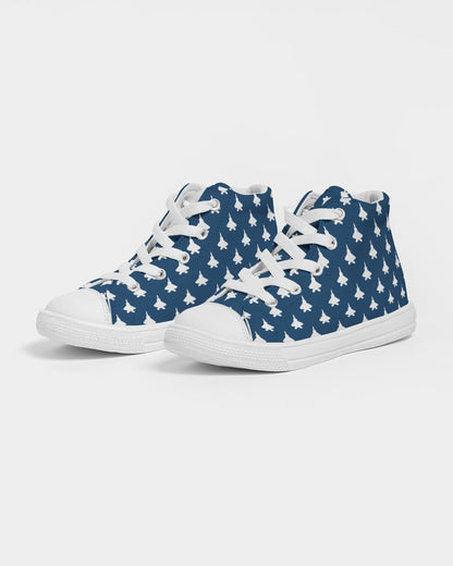 F-22 Navy Blue Kids Hightop Canvas Shoe