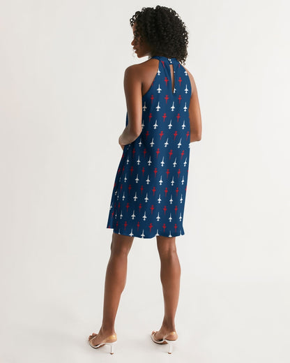 T-38 American  Women's All-Over Print Halter Dress