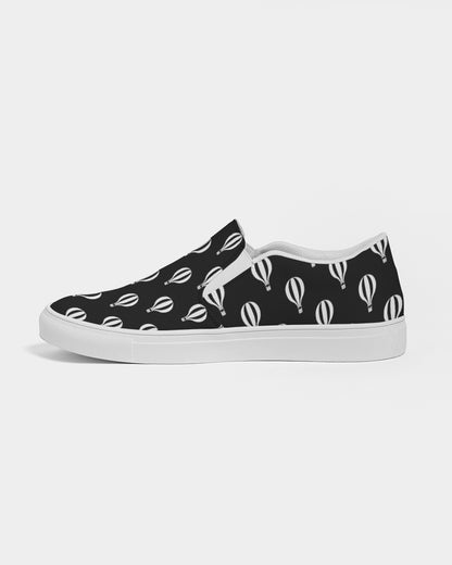 Black and White Hot Air Balloon Women's Slip-On Canvas Shoe