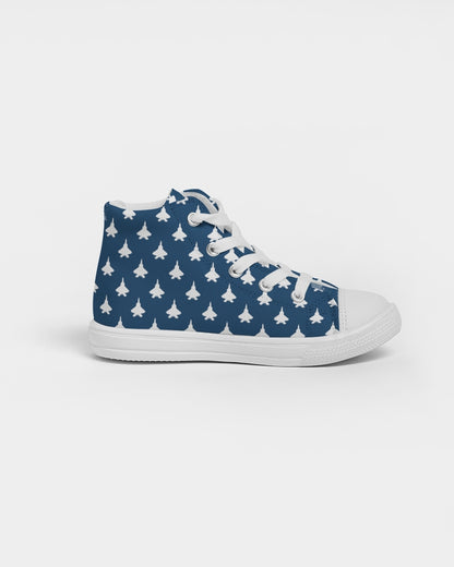 F-22 Navy Blue Kids Hightop Canvas Shoe