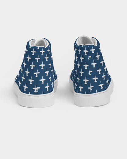 A-10 Navy Blue Women's Hightop Canvas Shoes