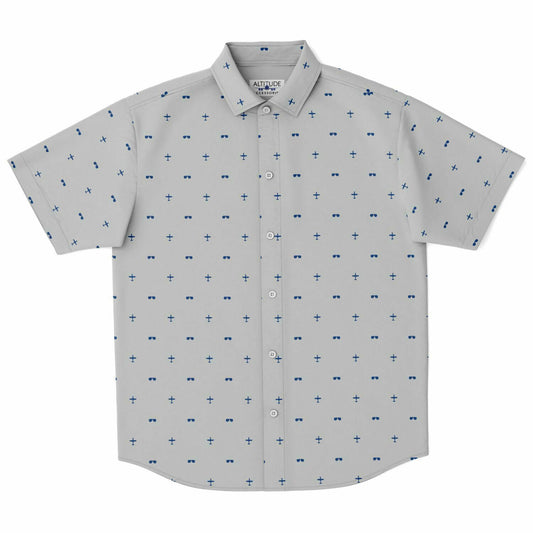 Nicholas Kellner Medium use T-6 and glasses Short Sleeve Button Down Shirt