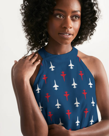 T-38 American  Women's All-Over Print Halter Dress