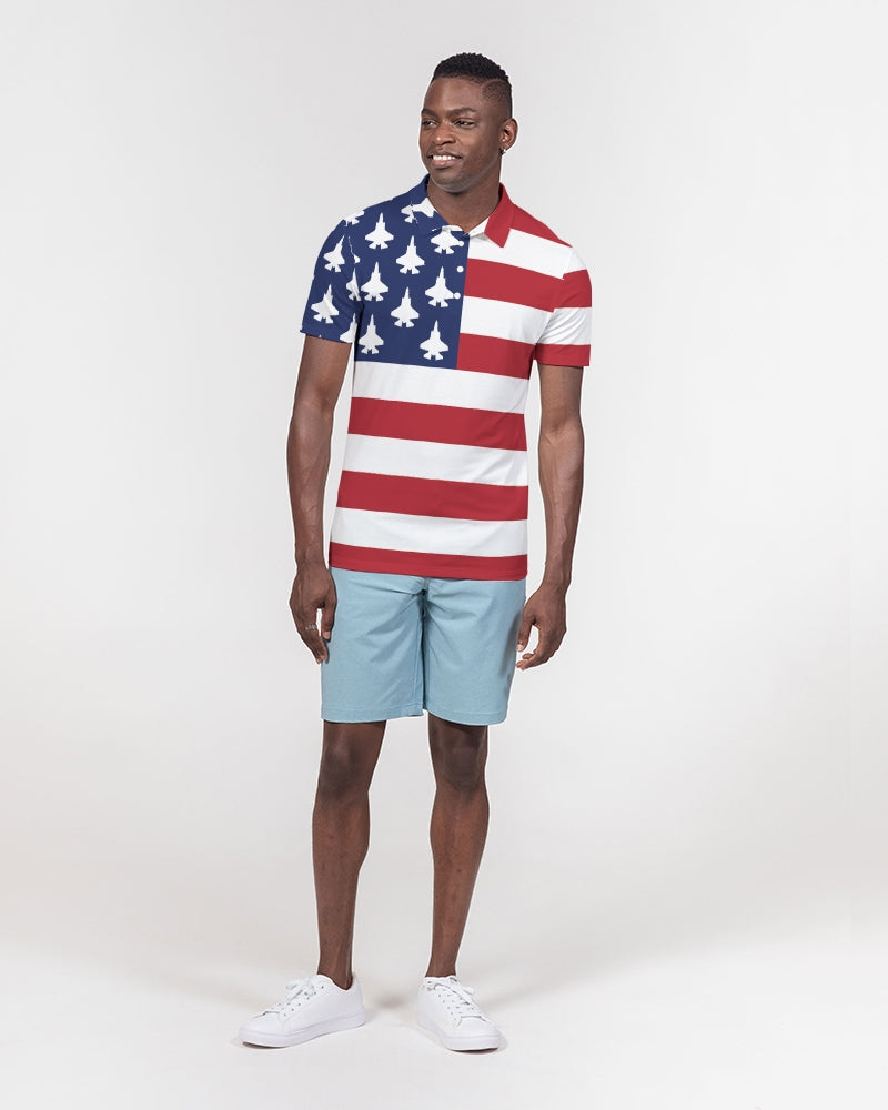 F-35B American Flag Golf Men's Slim Fit Short Sleeve Polo