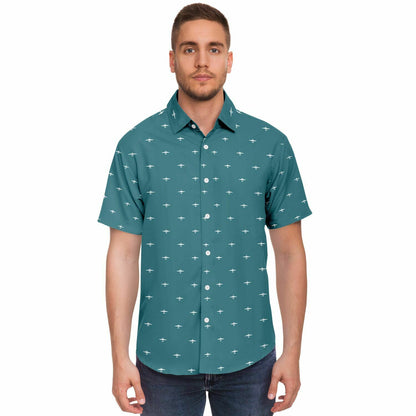 Kristin Lewis U-2 #52 and white Short Sleeve Button Down Shirt - AOP