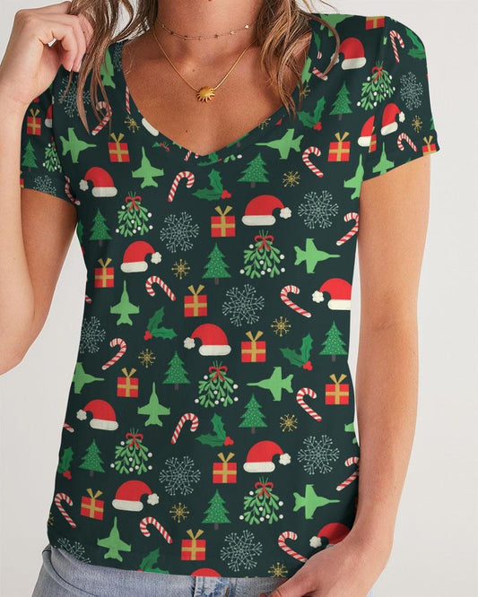 Women's V-Neck Christmas Tee