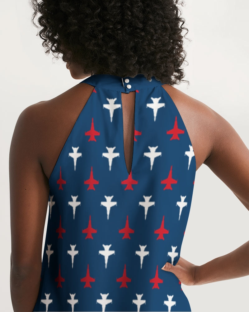 F-18C USA chiffon dress Women's Halter Dress