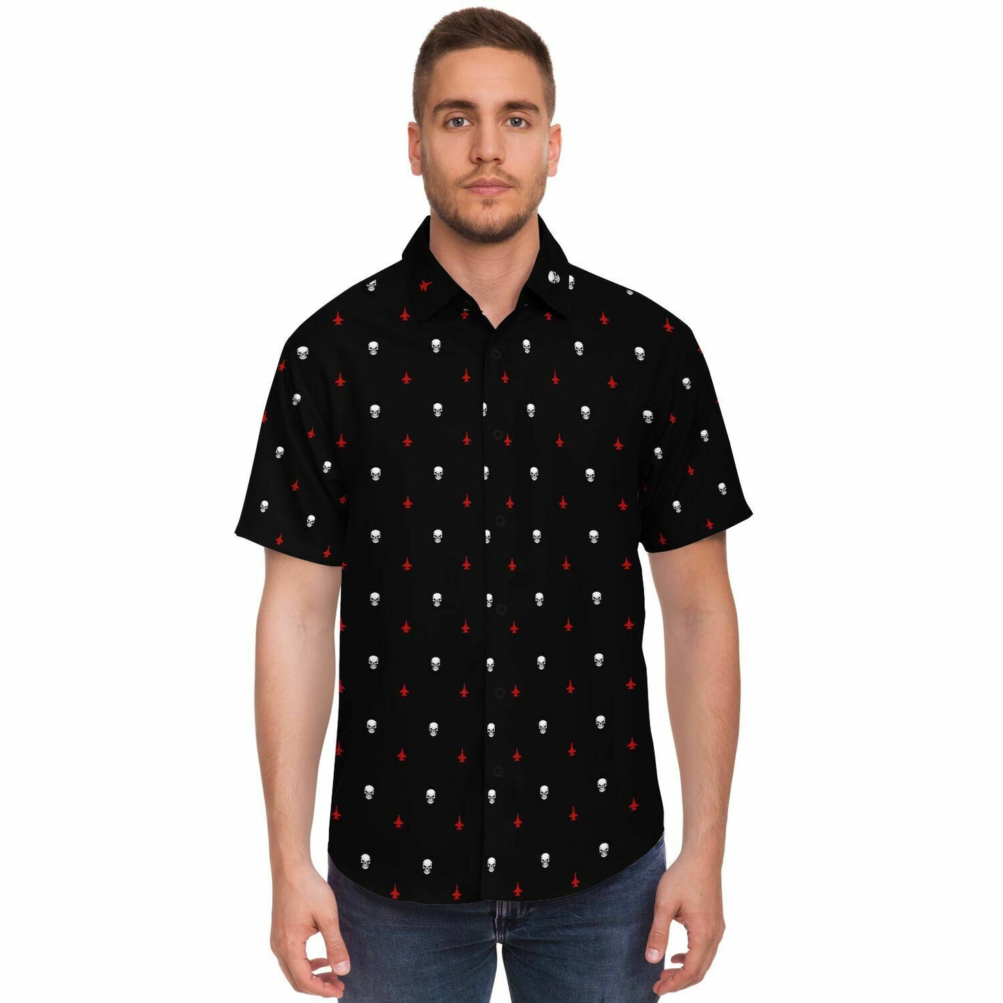 416 FLTS 'Skulls and Jets' Mens Button Down Shirt