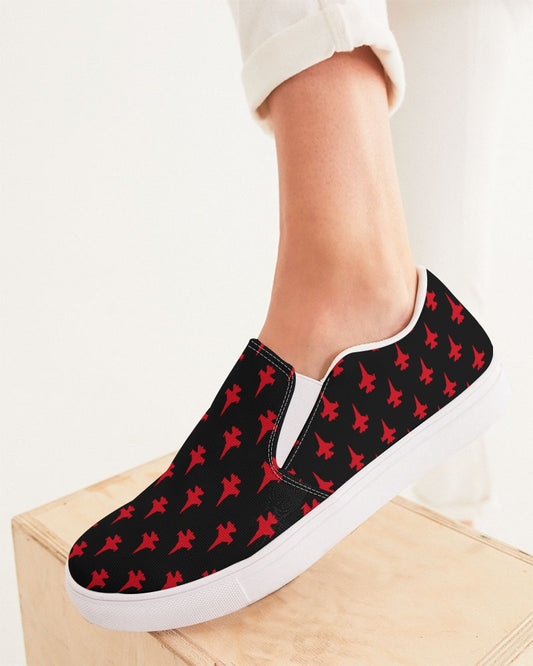 F-16 red stroked Women's Slip-On Canvas Shoe