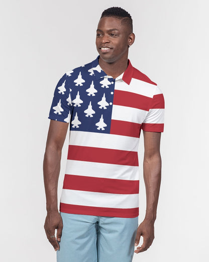 F-35B American Flag Golf Men's Slim Fit Short Sleeve Polo