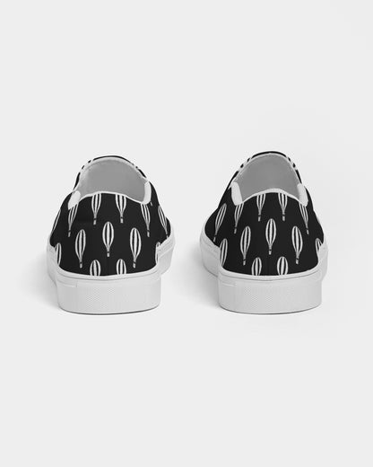 Black and White Hot Air Balloon Women's Slip-On Canvas Shoe