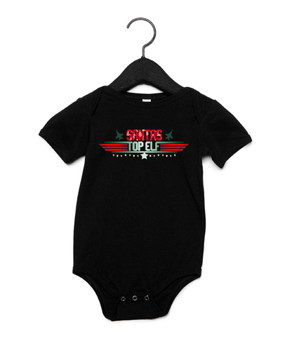 Santas Top Elf Baby Onesie (2 colors)