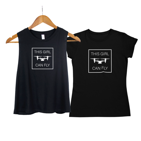 ANY Aircraft 'This Girl Can Fly' BOLD T-Shirt and Crop Top