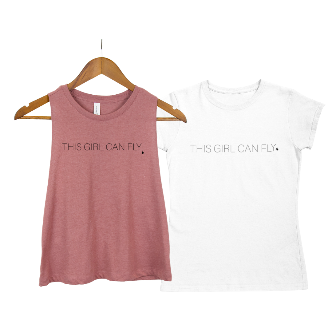 ANY Aircraft 'This Girl Can Fly' SUBTLE T-Shirt and Crop Top