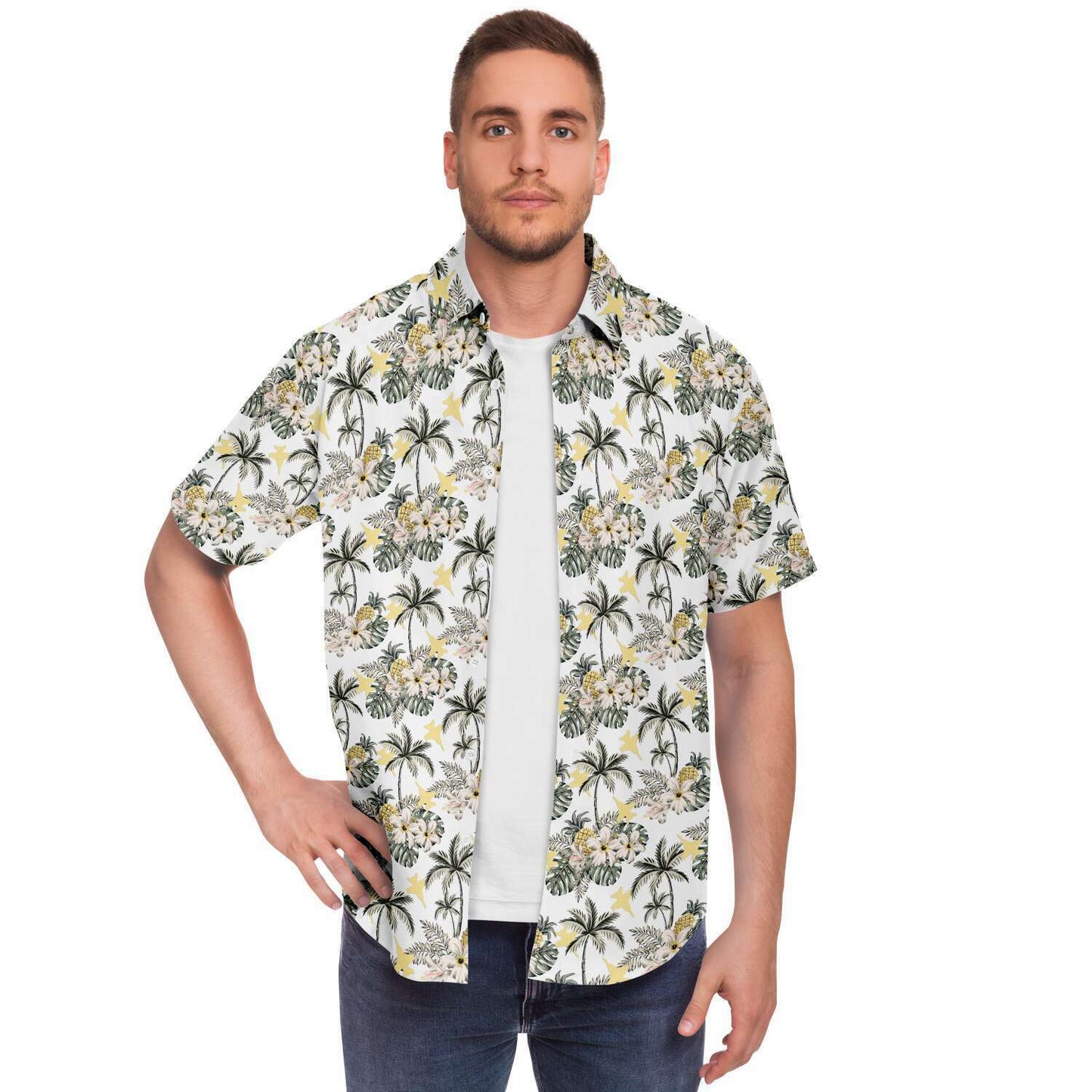 F-18 Classy Mens Hawaiian Button Down Shirt good