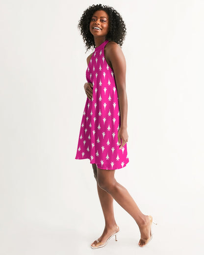 F-15E Hot Pink Chiffon Dress Women's Halter Dress