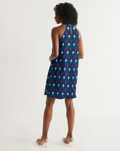 F-18C USA chiffon dress Women's Halter Dress