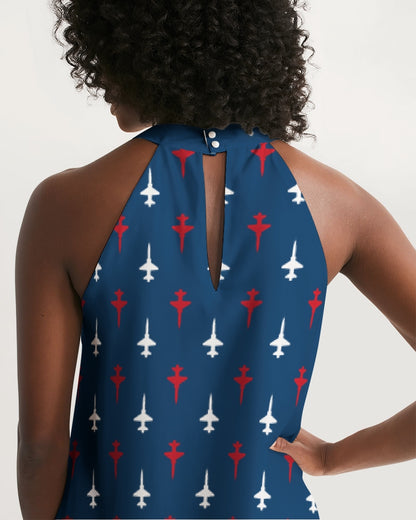 T-38 American  Women's All-Over Print Halter Dress