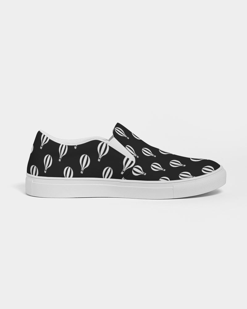 Black and White Hot Air Balloon Women's Slip-On Canvas Shoe