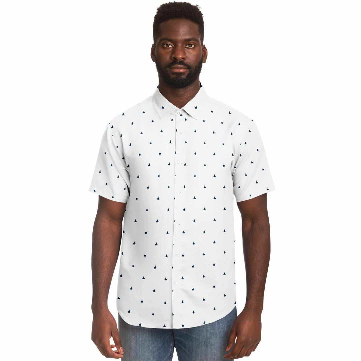 Brittani Kunce Medium F-22 #63 plane and white. Mens Button Down Shirt