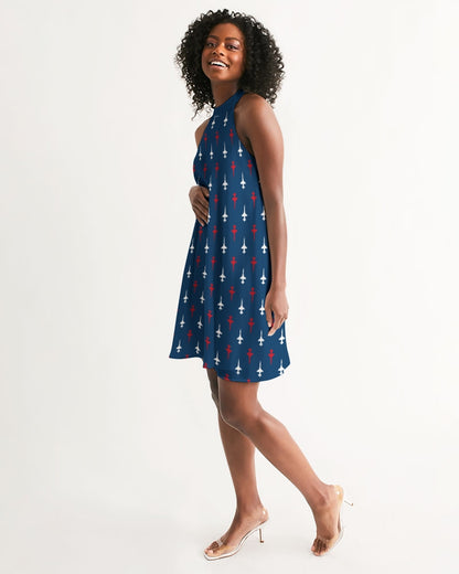 T-38 American  Women's All-Over Print Halter Dress